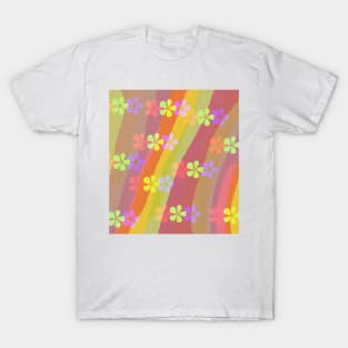 Rainbow pattern with daisies T-Shirt